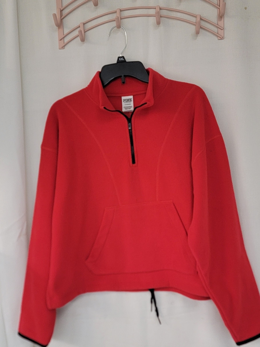 PINK Victoria's Secret Red Quarter-Zip Fleece Pullover